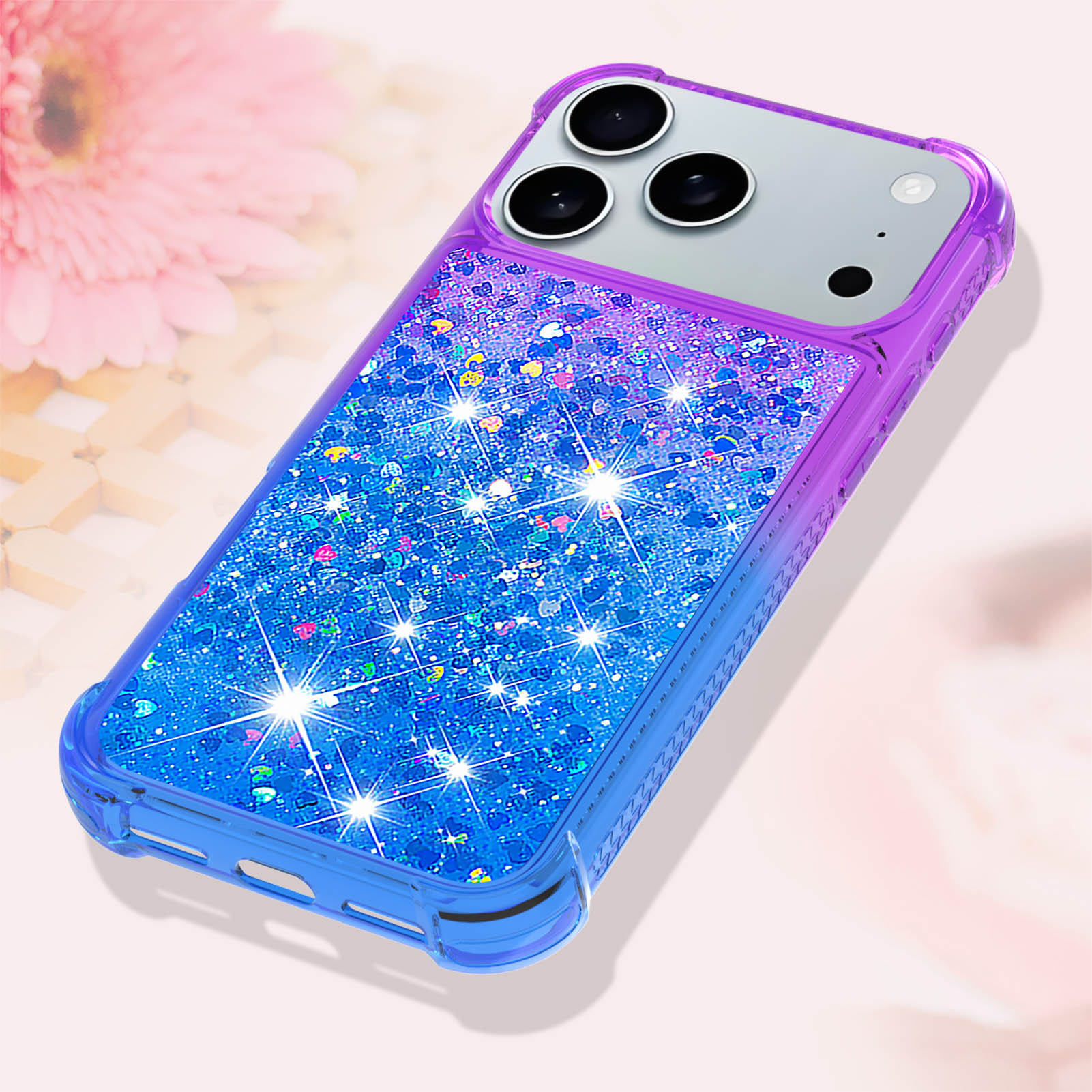 Fragance X - グラデーションキラキラグリッターリキッドクイックサンドスマホケース iPhone 17 Air 16 PM