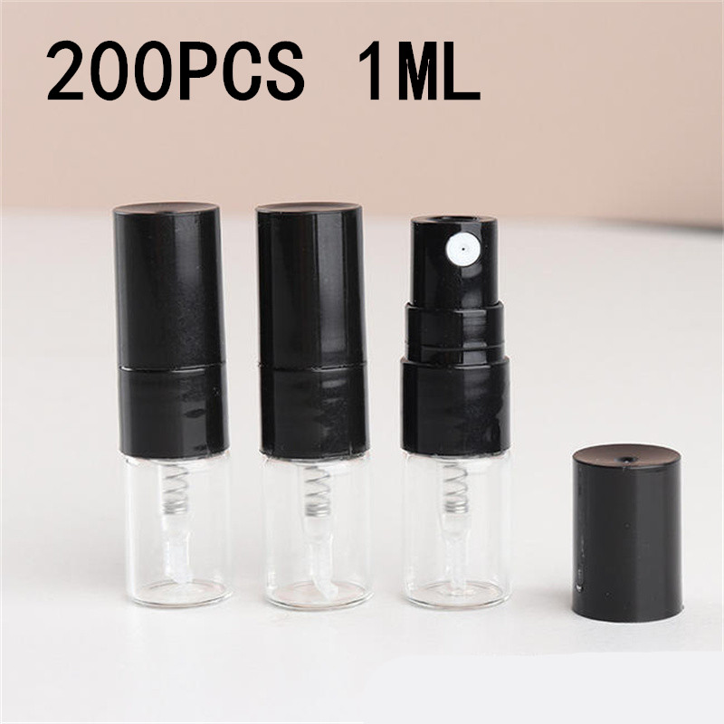 Perfume Fragrance Samples - 5-200 個 1ML ポータブルガラス香水瓶セットスプレーボトル詰め替え可能なサンプルディスペンサー旅行用香水ポンプフレグランス用