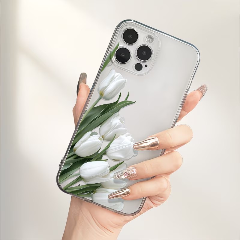 Perfume Pure Xs - チューリップ柄スマホケース iPhone 13 11 16 15