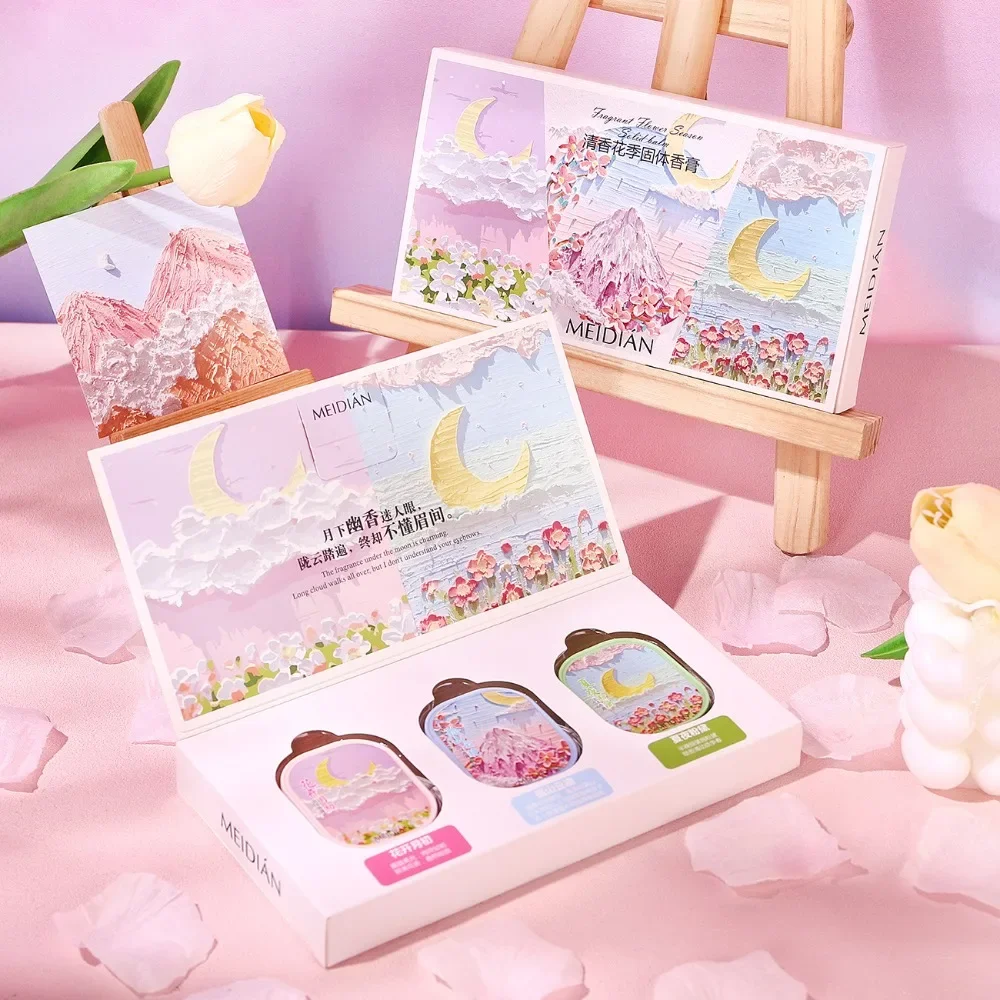 Perfume Zara Pink Flambe - ロマンチックな花固体香水バームボックスセットポータブル固体香水長期的なボディフレグランス男性女性ピンクアンバー 3/4 ピース/ボックス