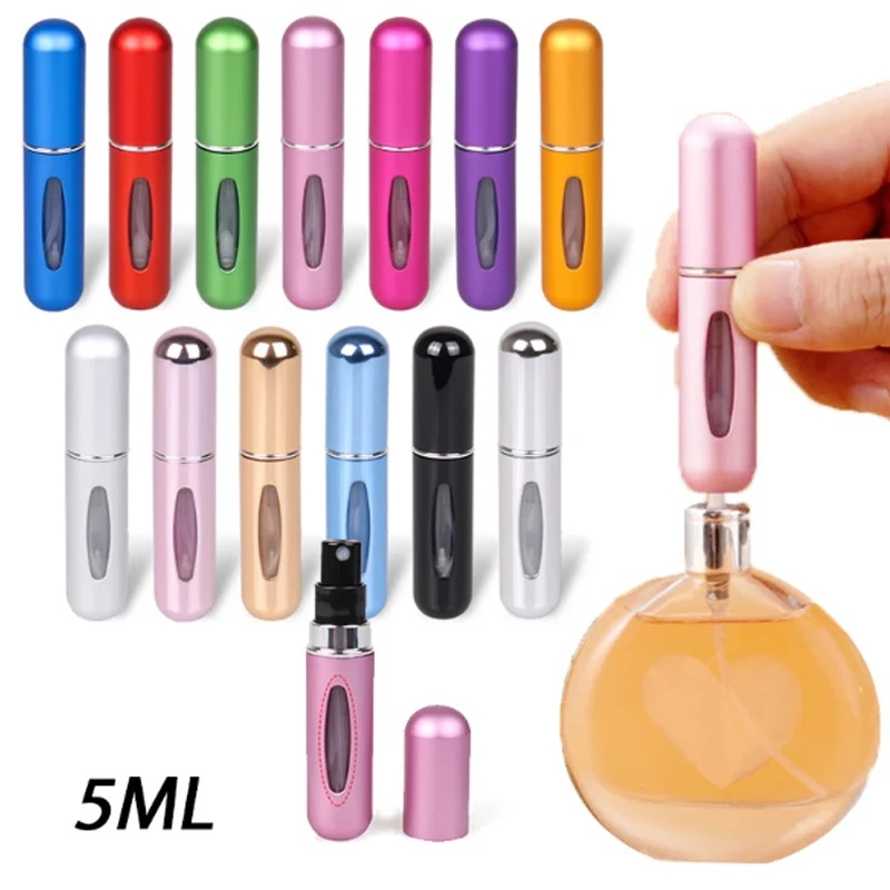 Fragrance Atomizer Pump - 詰め替え可能な香水瓶,ミニ化粧品,空のスプレーボトル,トラベルスプレー,底部詰め替えボトル,5ml, 5個