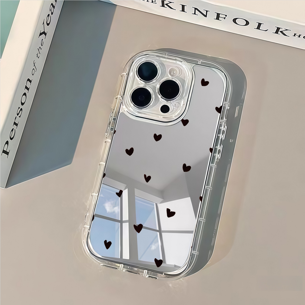 フレッシュスウィートブラックラブハートミラー付きスマホケース - Perfume Pure Xs のレビューと価格