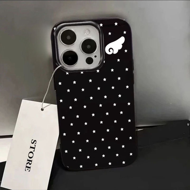 かわいい星と天使の羽のブラックサイドフォンケース iPhon - Perfume Pure Xs のレビューと価格
